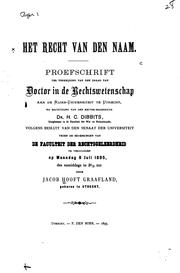 Het recht van den naam by Jacob Hooft Graafland