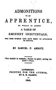Cover of: Admonitions to an apprentice | 