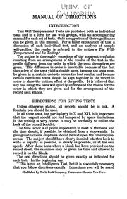 Cover of: Downey Individual Will-temperament Test: Manual of Directions