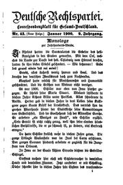 Deutsche Rechtspartei: Correspondenzblatt für Gesamt-deitschland