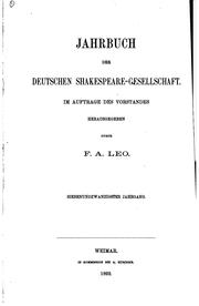 Cover of: Jahrbuch der Deutschen Shakespeare-Gesellschaft