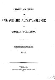Cover of: Nassauische Annalen: Jahrbuch des Vereins für Nassauische Altertumskunde und Geschichtsforschung by 