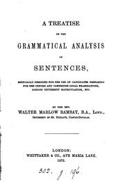 Cover of: A Treatise of the Grammatical Analysis of Sentences