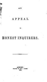An Appeal to Honest Inquirers by Society of Friends New York Yearly Meeting