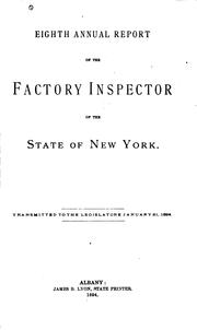 Cover of: Annual Report of the Factory Inspectors of the State of New York for the ...