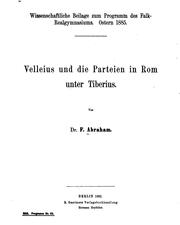 Cover of: Velleius und die Parteien in Rom unter Tiberius