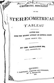 Cover of: Geometry, Mensuration and the Stereometrical Tableau