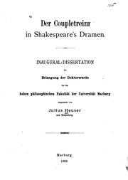 Cover of: Der Coupletreim in Shakespeare's Dramen... by Julius Heuser