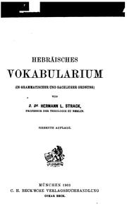 Cover of: Hebräisches Vokabularium, in grammatischer& sachlicher Ordnung