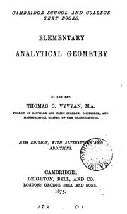 Cover of: Elementary analytical geometry