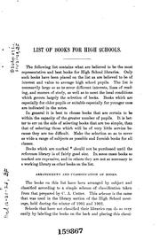 Cover of: List of Books for High School Libraries of the State of Wisconsin