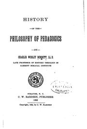 Cover of: History of the Philosophy of Pedagogics