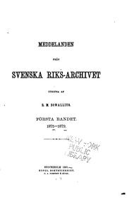 Cover of: Meddelanden Från Svenska Riksarkivet