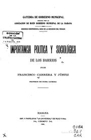 Cover of: Importancia política y sociológica de los barrios