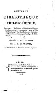 Cover of: Nouvelle bibliothèque philosophique, contenant: 1-les notions préliminaires ...