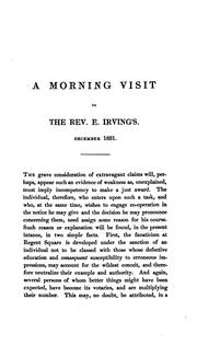 Cover of: A morning visit to the rev. E. Irving's, and an inquiry into the alleged return to the Church of ... by 