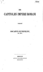 Cover of: De capitoliis imperii Romani by 