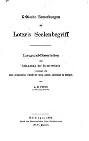 Cover of: Kritische Bemerkungen zu Lotze's Seelenbegriff...