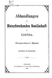 Cover of: Abhandlungen der Naturforschenden Gesellschaft zu Görlitz by 