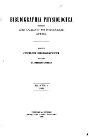 Cover of: Bibliographia Physiologica: Diario Zentralblatt FU?r Physiologie Adnexa