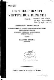 Cover of: De Theophrasti virtutibus dicendi