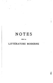 Cover of: Notes sur la littérature moderne