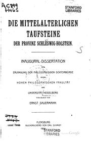 Cover of: Die mitteralterlichen Taufsteine der Provinz Schleswig-holstein by 
