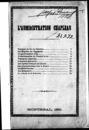 Cover of: L' Administration Chapleau