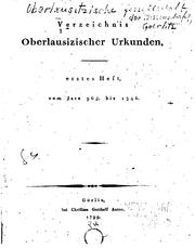 Cover of: Verzeichniss oberlausizischer Urkunden...
