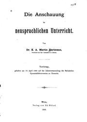 Cover of: Die Anschauung im neusprachlichen Unterricht by Karl August Martin Hartmann