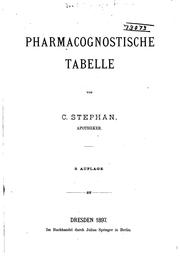 Cover of: Pharmacognostische Tabelle by 