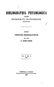 Cover of: Bibliographia Physiologica: Diario Zentralblatt FU?r Physiologie Adnexa