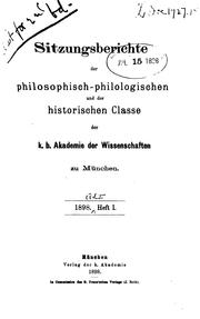 Cover of: Sitzungsberichte der Philosophisch-philologischen und historischen Classe der K.b. Akademie der ...