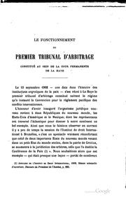 Cover of: Mémoire sur le fonctionnement du premier tribunal d'arbitrage constitué au ...