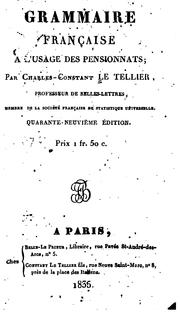 Cover of: Grammaire française à l'usage des pensionnats