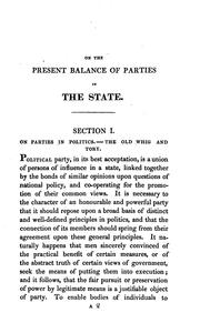 Cover of: On the present balance of parties in the State | 