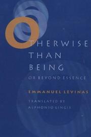 Cover of: Otherwise than being, or, Beyond essence