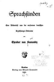 Cover of: Sprachsünden: Eine Blütenlese aus der modernen Deutschen. Erzählungs-litteratur