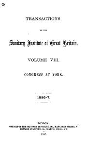 Cover of: Transactions of the Sanitary Institute of Great Britain