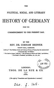 Cover of: The political, social, and literary history of Germany