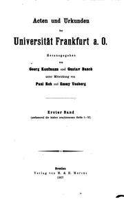 Cover of: Acten und Urkunden der Universität Frankfurt A.o. by 