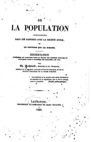 Cover of: De la population considérée dans ses rapports avec la sociéte civile, et le ...