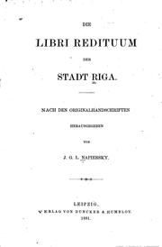 Cover of: Die Libri Redituum der Stadt Riga: Nach den Originalhandschriften ... by 