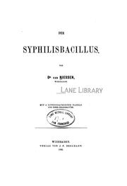 Der Syphilisbacillus by Max von Niessen