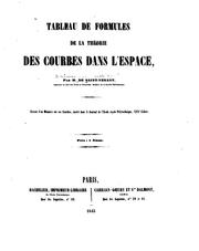 Cover of: Tableau de formules de la théorie des courbes dans l'espace