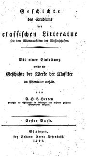 Cover of: Geschichte des Studiums der classischen Litteratur seit dem Wiederaufleben der Wissenschaften ...