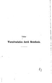 Cover of: Ueber Wurzelvariation durch Metathesis