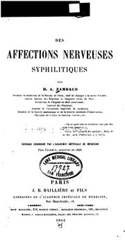 Cover of: Des affections nerveuses syphilitiques