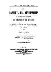 Des rapports des municipalités et du pouvoir central en matière de police by Émile Miriel