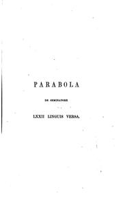 Cover of: Parabola de seminatore ex Evangelio Matthaei, in LXXII europaeas linguas ac ...